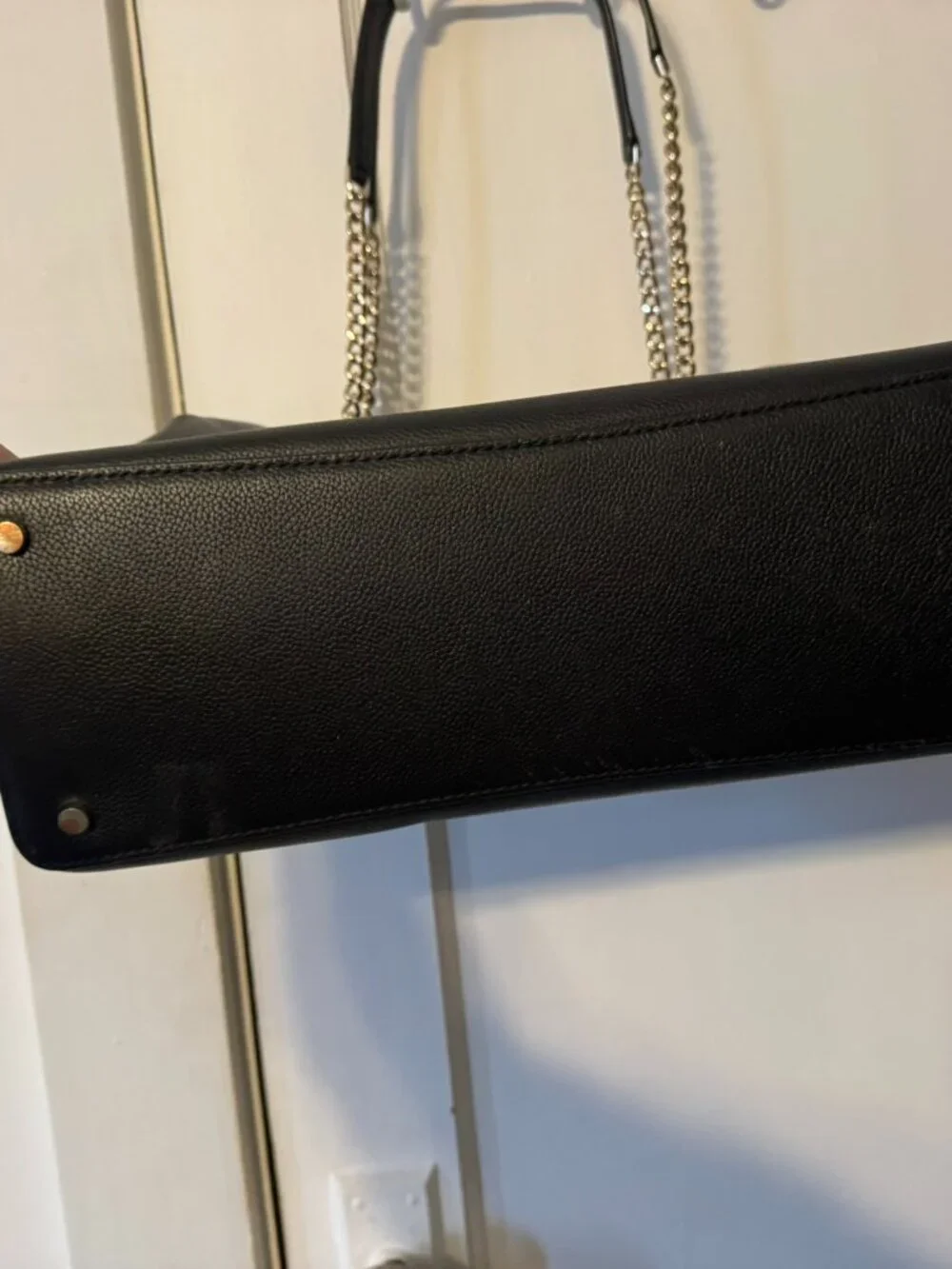 Kate Spade Black Leather Tote Purse with Gold Chain Link Straps
